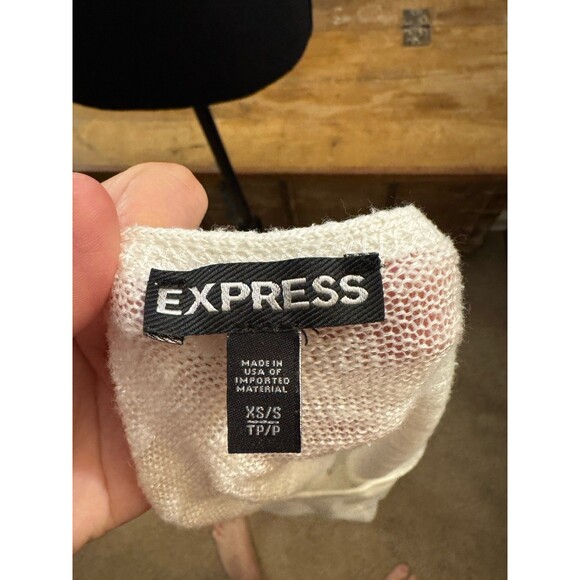 Express Ivory Slub Deep V-neck Sleeveless Tunic Sweater XS/S - Picture 7 of 7